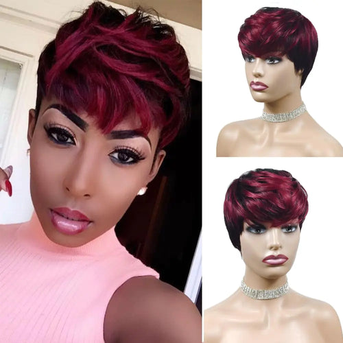 BeiSD Short Pixie Cuts Hair Wigs for Women Girls Short Wigs with Bangs Synthetic Wigs for Black/White Women (X1012)