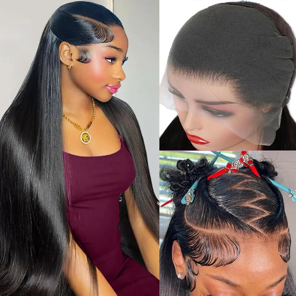 KTKVO 32 Inch 13x6 Lace Front Wigs Human Hair 200 Density HD Full Frontal Lace Front Wigs Human Hair Straight Wigs Human Hair Lace Front Wigs Pre Plucked with Baby Hair Wigs for Women Human Hair Wig