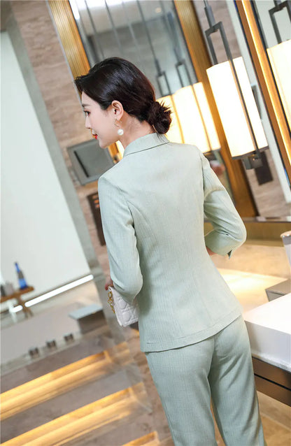 Striped Half-Sleeve Professional Business Suit